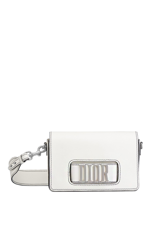 flap bag with slot-clasp white